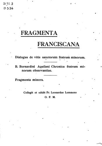 Dialogus de vitis sanctorum fratrum minorum