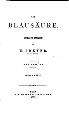 Die Blausäure; physiologisch untersucht