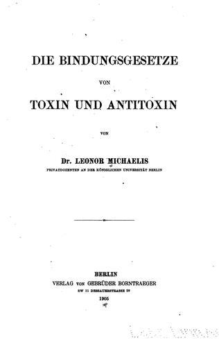 Die bindungsgesetze von Toxin und Antitoxin