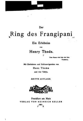 Der Ring des Frangipani: Ein Erlebniss