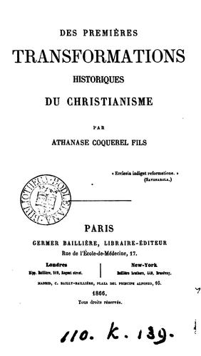 Des premières transformations historiques du christianisme