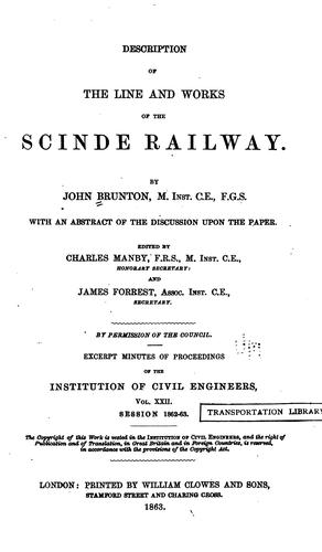 Description of the Line and Works of the Scinde Railway