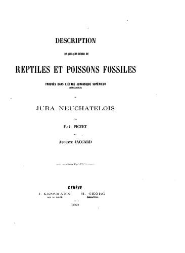 Description de quelques débris de reptiles et poissons fossiles trouvés dans l'étage jurassique ..