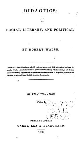 Didactics: Social, Literary, and Political