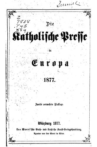 Die katholische Presse in Europa 1877
