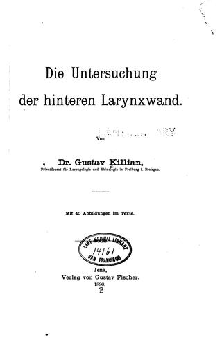 Die Untersuchung der hinteren Larynxwand