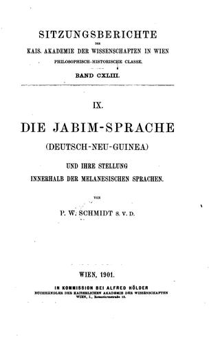 Die Jabim-sprache(deutsch-neu-guinea) und ihre Stellung innerhalb der Melanesisch en sprachen