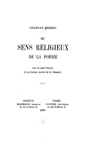 Du sens religieux de la poésie ..