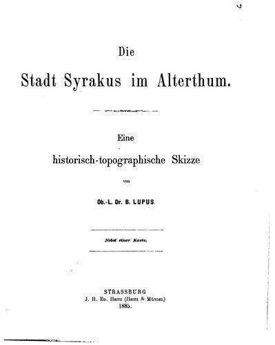 Die Stadt Syrakus im Alterthum