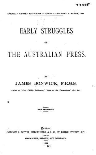 Early Struggles of the Australian Press