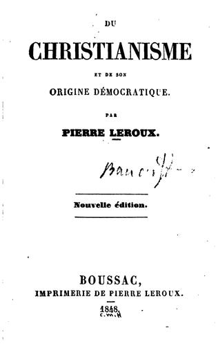 Du Christianisme et de son origine démocratique