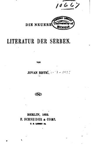 Die neuere Literatur der Serben