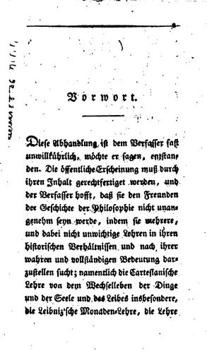 Die Leibniz'sche Lehre von der Prastabilirten Harmonie in ihrem ..