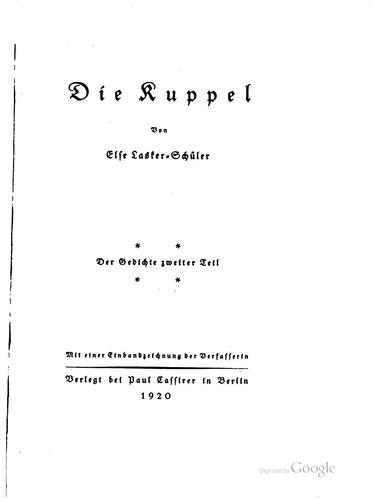 Die Kuppel: Der Gedichte zweiter Teil