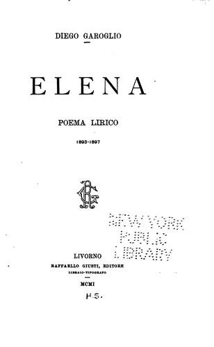 Elena: poema lirico 1893-1897