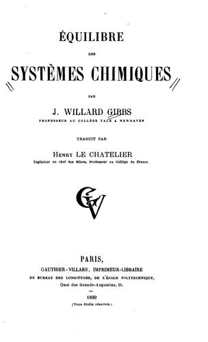 Eq́uilibre des systèmes chimiques