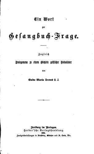 Ein Wort zur Gesangbuch-frage
