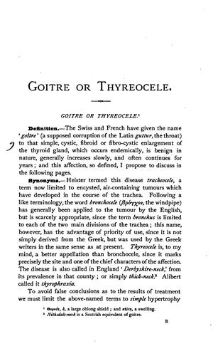 Endemic Goitre Or Thyreocele: Being the Thesis for the Degree of Doctor of Medicine of the ..