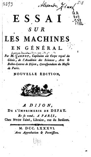 Essai sur les machines en général