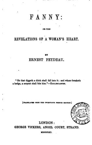 Fanny: or The revelations of a woman's heart. Transl