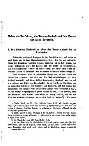 Elektron; order, Ueber die Vorfahren, di Verwndschaft und den Namen der alten Preussen