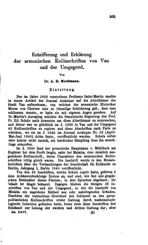 Entzifferung und Erklärung der armenischen Keilinschriften von Van und der Umgegend