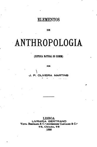 Elementos de anthropologia: Historia natural do homem