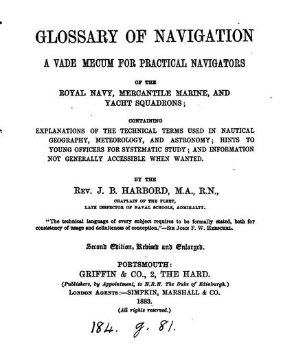 Glossary of navigation: A Vade Mecum for Practical Navigators