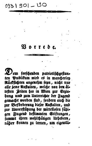 Geschichte der Stiftungen, Erziehungs- und Unterrichtsanstalten in Wien