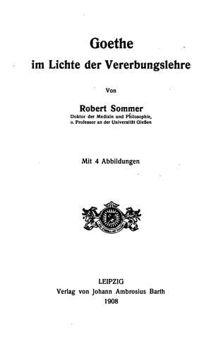 Goethe im Lichte der Vererbungslehre