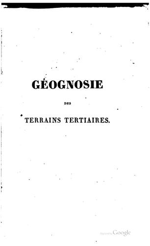 Géognosie des terrains tertiaires, ou, Tableau des principaux animaux ..