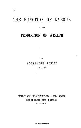 The Function of Labour in the Production of Wealth