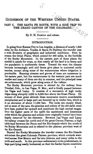 Guidebook of the Western United States: Part C. The Santa Fe Route with a Side Trip to the Grand ..