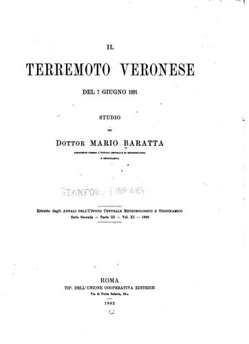 Il terremoto veronese del 7 giugno 1891