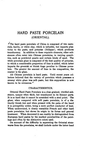 Hard paste porcelain (Oriental) China, Japan, Siam, Korea