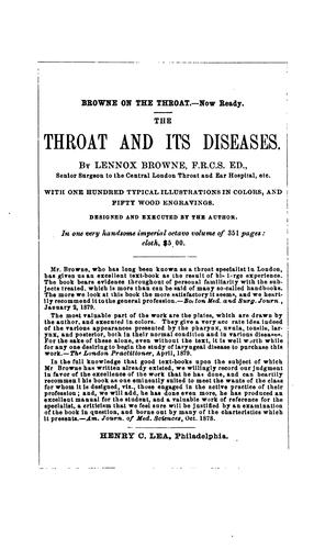 Handbook of the diagnosis and treatment of diseases of the throat, nose, and naso-pharynx