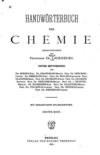 Handwörterbuch der Chemie: Generalregister
