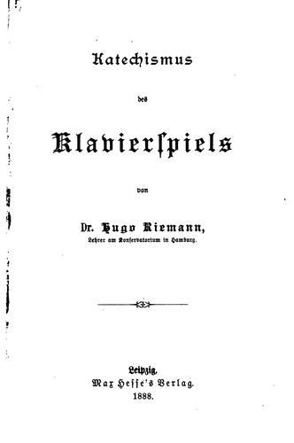 Katechismus des Klavierspiels