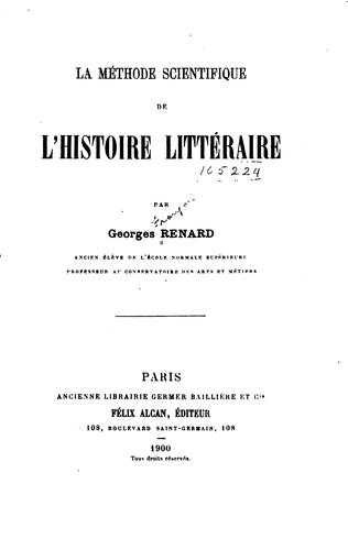 La méthode scientifique de l'histoire littéraire