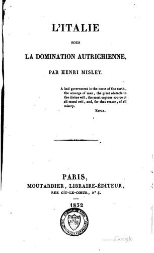 L'Italie sous la domination autrichienne