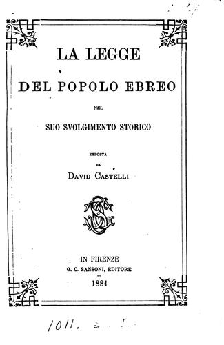 La legge del popolo ebreo nel suo svolgimento storico