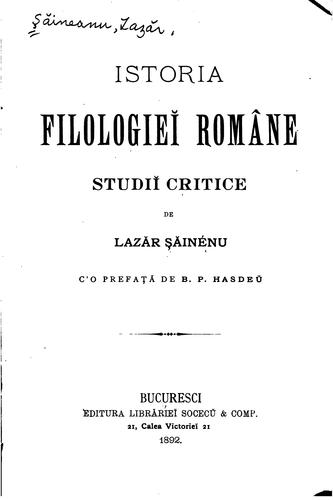 Istoria filologieě române: studiĭ critice