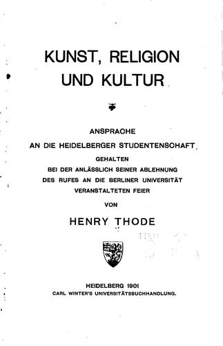 Kunst, Religion und Kultur: Ansprache an die Heidelberger Studentenschaft ..