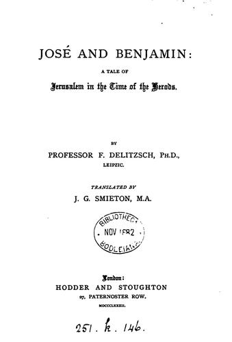 José and Benjamin, tr. by J.G. Smieton