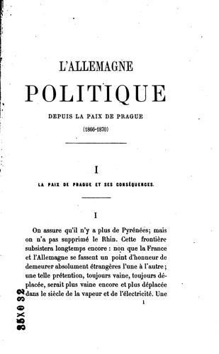 L' Allemagne politique depuis la paix de Prague (1866-1870)