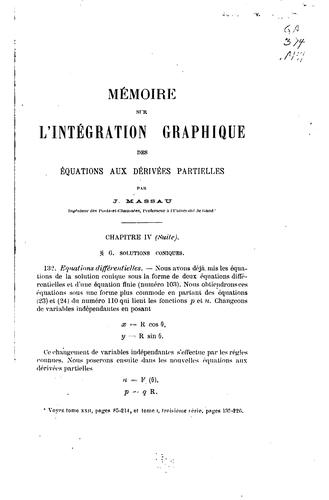 Mémoire sur l'intégration graphique des équations aux dérivées partielles [et Note sur l'équation des cordes vibrantes]