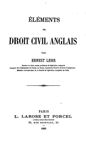 Éléments de droit civil anglais