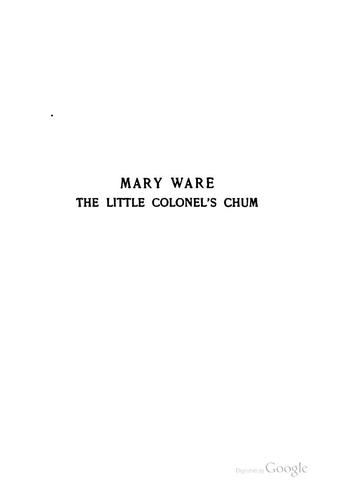 Mary Ware, the Little Colonel's Chum