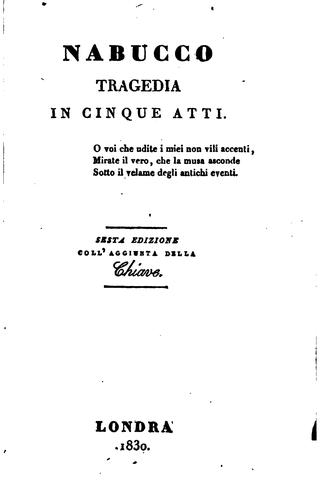 Nabucco: tragedia in cinque atti