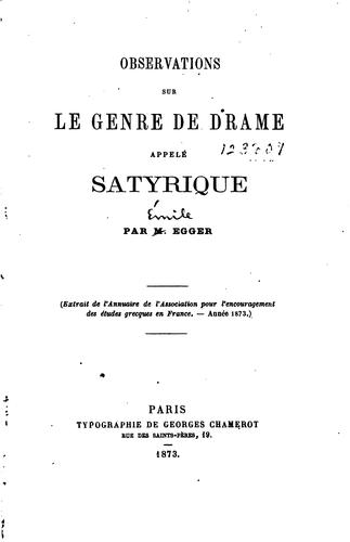 Observations sur le gendre de drame appleé satyrique
